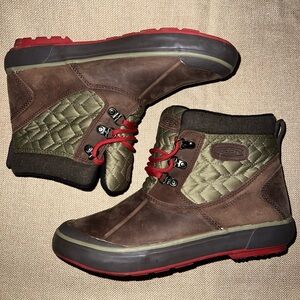 KEEN Elsa II Quilted Waterproof Winter Boots Women’s 8 Brown Green Insulated